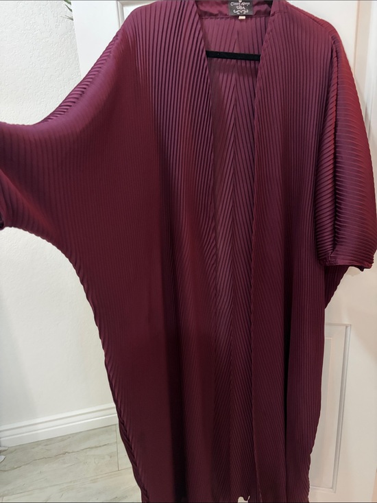 Classy Abaya Dresses & Skirts - Open Pleated Abaya Dress in Deep Plum